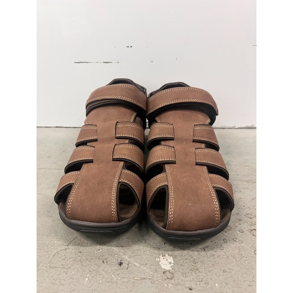 Dockers Byrd Outdoor Sport Fisherman Sandal Men's Dark Tan Leather Shoes - 14W - Picture 4 of 9